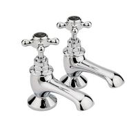 Hudson Reed Topaz Black Crosshead Hexagonal Collar Bath Taps - BC402HX