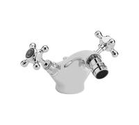 Old London Topaz Black Crosshead Mono Bidet Mixer Tap with Hex Collar | Chrome | Brass | 197mm x 97mm