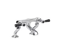 Old London Topaz Black Lever Bath Filler Tap with Hex Collar | Chrome | Brass | 338mm x 175mm