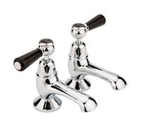 Old London Topaz Black Lever Bath Taps with Dome Collar | Chrome | Brass | 66mm x 141mm