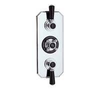 Old London Topaz Black Lever Concealed Triple Thermostatic Shower Valve with 3 Outlets | Chrome | Brass | 120mm x 320mm x 135mm