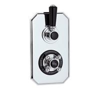 Old London Topaz Black Lever Concealed Twin Thermostatic Shower Valve with 2 Outlets | Chrome | Brass | 120mm x 230mm x 135mm