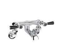 Old London Topaz Black Lever Wall Mounted Bath Filler Tap with Hex Collar | Chrome | Brass | 338mm x 142mm