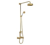 Old London Topaz Thermostatic Shower Valve and Rigid Riser Kit with Diverter | Brushed Brass | 200mm x 1245mm x 689mm