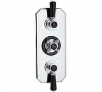 Old London Topaz Triple Concealed Shower Valve, Traditional Style With Modern Thermostatic Control, Sl hrome & Black Finish