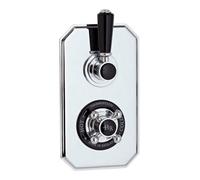 Old London Topaz Twin Thermostatic Valve With Diverter, Concealed Shower Valve With Precise Control, Sl hrome & Black Finish