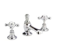 Hudson Reed White Topaz With Crosshead 3 Tap Hole Basin Mixer - Chrome / White