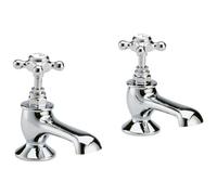 Old London Topaz White Crosshead Bath Taps with Hex Collar | Chrome | Brass | 66mm x 137mm x 119mm