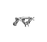 Old London Topaz White Crosshead Wall Mounted Bath Filler Tap with Hex Collar | Chrome | Brass | 262mm x 142mm x 197mm