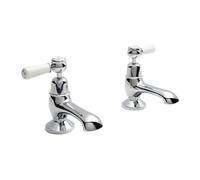 Old London Topaz White Lever Bath Taps with Dome Collar | Chrome | Brass | 66mm x 141mm x 138mm