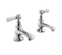 Old London Topaz White Lever Bath Taps with Hex Collar | Chrome | Brass | 66mm x 141mm x 138mm