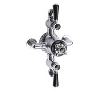 Old London Topaz White Lever Exposed Triple Thermostatic Shower Valve with 2 Outlets | Chrome | Brass | 195mm x 332mm x 135mm
