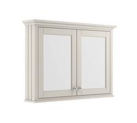 Old London Woodgrain 2 Door Mirrored Cabinet | Timeless Sand | Glass/MDF | 1050mm
