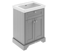 Old London Floor Standing 2 Door Vanity Unit & 0 Tap Hole Fireclay Basin, 600Mm - Storm Grey