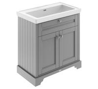 Old London Floor Standing 2 Door Vanity Unit & 0 Tap Hole Fireclay Basin, 800Mm - Storm Grey