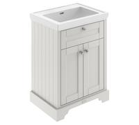 Hudson Reed Old London Floor Standing 2 Door Vanity Unit & 0 Tap Hole Fireclay Basin, 600Mm - Timeless Sand