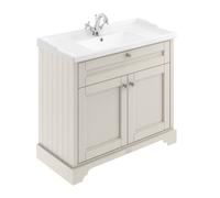 Old London Woodgrain 2 Door Vanity Unit and Edwardian Basin | Timeless Sand | MDF | 1000mm