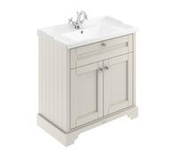 Old London Woodgrain 2 Door Vanity Unit and Edwardian Basin | Timeless Sand | MDF | 800mm