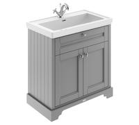 Old London Floor Standing 2 Door Vanity Unit & 1 Tap Hole Fireclay Basin, 800Mm - Storm Grey