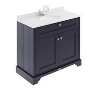 Hudson Reed Old London Twilight Blue 1000mm White Marble & 1TH Bas