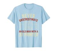 Old Man 3D Printer T-Shirt, Men, Baby Blue, Small
