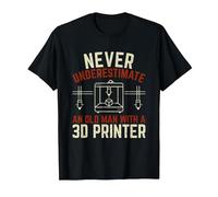 Old Man 3D Printer T-Shirt, Men, Black, 6X-Large