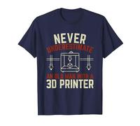 Old Man 3D Printer T-Shirt, Men, Navy Blue, Small