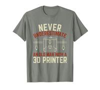 Old Man 3D Printer T-Shirt, Men, Olive Heather, Large