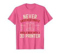Old Man 3D Printer T-Shirt, Men, Pink Heather, 3X-Large