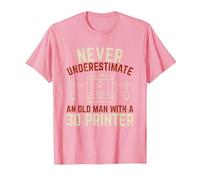 Old Man 3D Printer T-Shirt, Men, Pink, Small