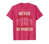 Old Man 3D Printer T-Shirt, Men, Red Heather, 3X-Large