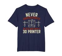 Old Man 3D Printer T-Shirt, Men's Big and Tall, Navy Blue, 2X Tall
