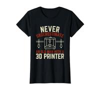 Old Man 3D Printer T-Shirt, Women, Black, X-Small