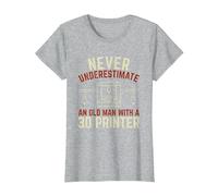 Old Man 3D Printer T-Shirt, Women, Heather Grey, X-Small