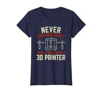 Old Man 3D Printer T-Shirt, Women, Navy Blue, Large