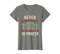 Old Man 3D Printer T-Shirt, Women, Olive Heather, XX-Large