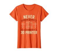 Old Man 3D Printer T-Shirt, Women, Orange, X-Small