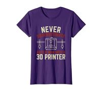 Old Man 3D Printer T-Shirt, Women, Purple, Large