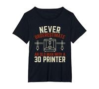 Old Man 3D Printer T-Shirt, Women's Plus, Black, 5X