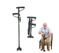 Old Man Armrest Crutches Folding Double Handle Light Cane for Seniors Aluminum Alloy Crutches Height Adjustable with LED Lamp Crutches