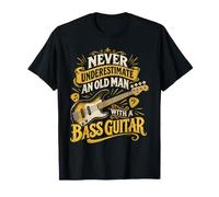 Old Man Bass Guitar Player Vintage Musician Graphic T-Shirt