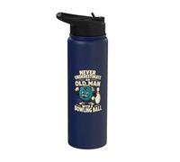 Old Man Bowling Ball Funny Bowler Grandpa Stainless Steel Insulated Water Bottle