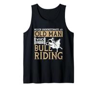 Old Man Bull Riding Rodeo Western Cowboy Spirit Tank Top