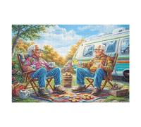 Old Man Camping Landscape 1000 Piece Jigsaw Puzzle for Adults Jigsaw Weekend Get Together Activity Whimsical Design for Friends Stress Buster 1000 PCS
