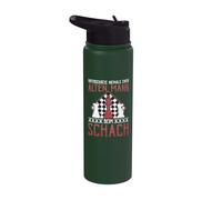Old Man Chess Player Chess Humour Stainless Steel Insulated Water Bottle