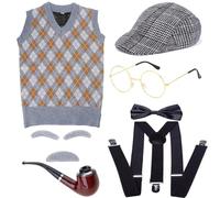 Old Man Costume Cosplay Stage Props Adult 1920s Mens Professor Wigs Set School Story Telling Product Grandpa For Kids For Boys Grandma For Old