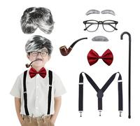 Old Man Costume for Kids Old Man 100th Day of School Costume for Boys 1920s Outfit Grandpa Cosplay Fancy Dress Costumes Accessories for Halloween Carnival Cosplay Party