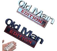 Old Man Edition 3D Emblem, Car Badges Emblems, 3D Metal Emblem Decal Car Nameplate Sticker for Old Man, Sticker Badge Decoration, Emblems for Cars Side Rear Tailgate Bumper (Silver-Red+Black-Red)