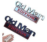 Old Man Edition 3D Emblem, Car Badges Emblems, 3D Metal Emblem Decal Car Nameplate Sticker for Old Man, Sticker Badge Decoration Decal, Truck Emblems for Cars Side Rear Tailgate Bumper(Silver-Red+Blac