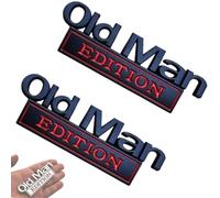 Old Man Edition 3D Emblem, Car Badges Emblems, 3D Metal Emblem Decal Car Nameplate Sticker for Old Man, Sticker Badge Decoration Decal, Truck Emblems for Cars Side Rear Tailgate Bumper(Black-Red#2PCS)
